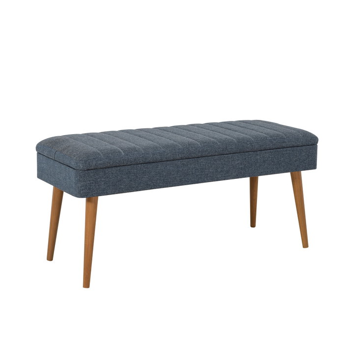 Hanah Home Form - 1048 Conjunto Muebles Recibidor Zapatero Banco Almacenamiento Tablero Melamina Patas Madera Sonomo Azul Oscuro
